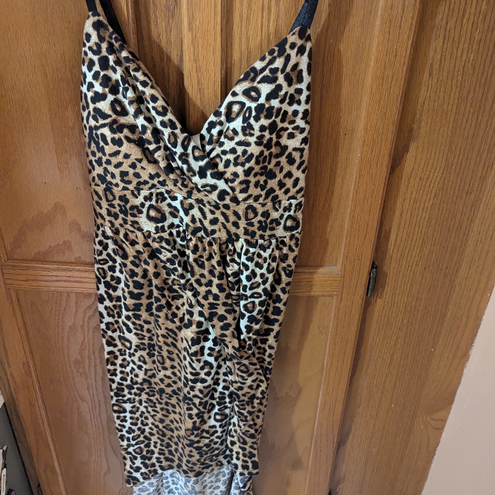 Leopard print spaghetti strap dress by no boundaries size L